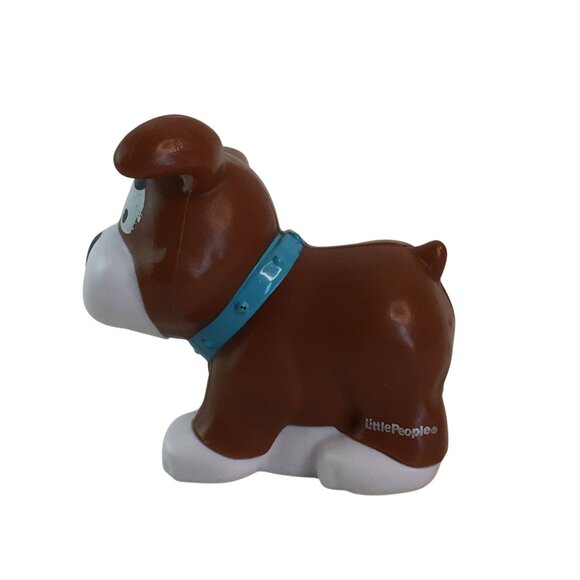 Fisher Price Little People Brown Puppy Dog Figure Orange Bed Food Bowl Accessory - Picture 4 of 8